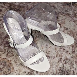 Calvin Klein White/Ivory Strappy Minimal Stiletto Heeled Sandals (Sz 9)